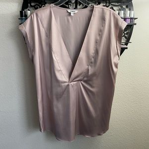 Satin blouse with deep v-neck